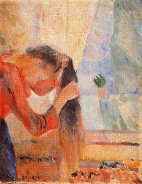 Mädchen ihr Haar 1892 Edvard Munch Kämmen Ölgemälde
